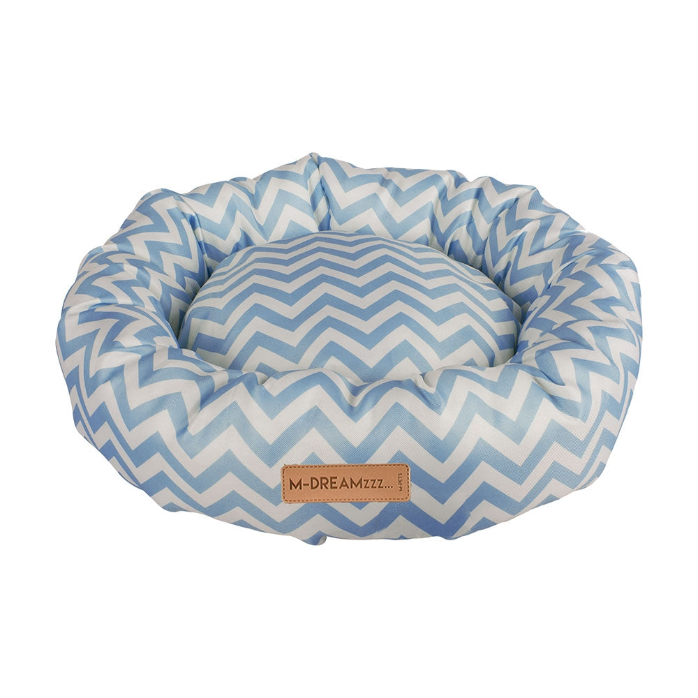 M-PETS Tasmania Round Dog Bed in Striking Blue/White