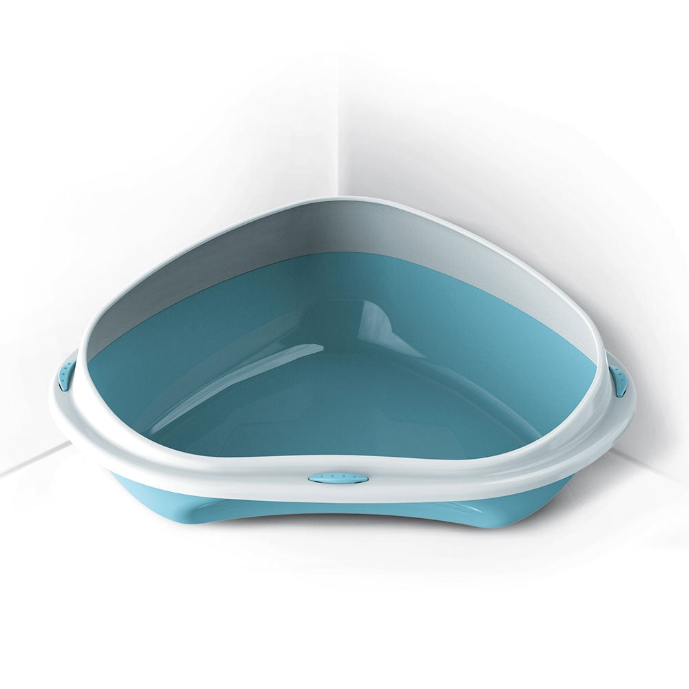 Georplast Shuttle Corner 49cm Cat Litter Tray - Blue