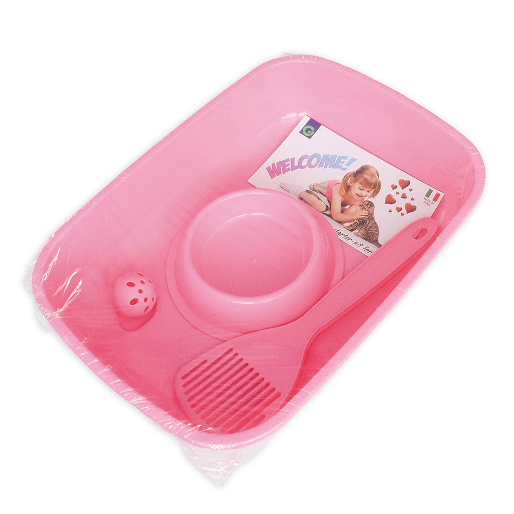 Georplast Kitten Welcome Kit Cat Litter Box - Pink