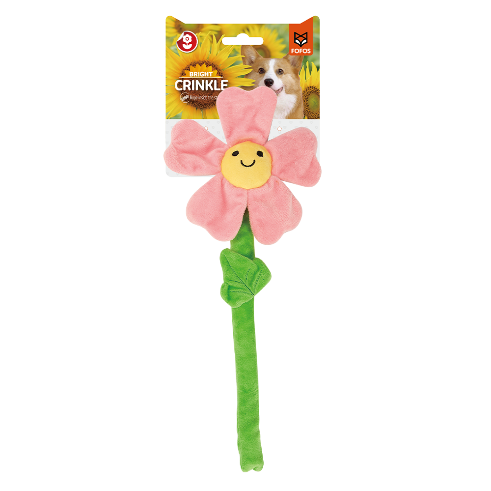 Fofos - Pink Flower Crinkle Rope Dog Toy