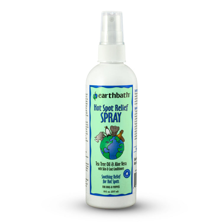 earthbath® Hot Spot Relief Spray, Tea Tree Oil &amp; Aloe Vera, Made in USA, 8 oz pump spray