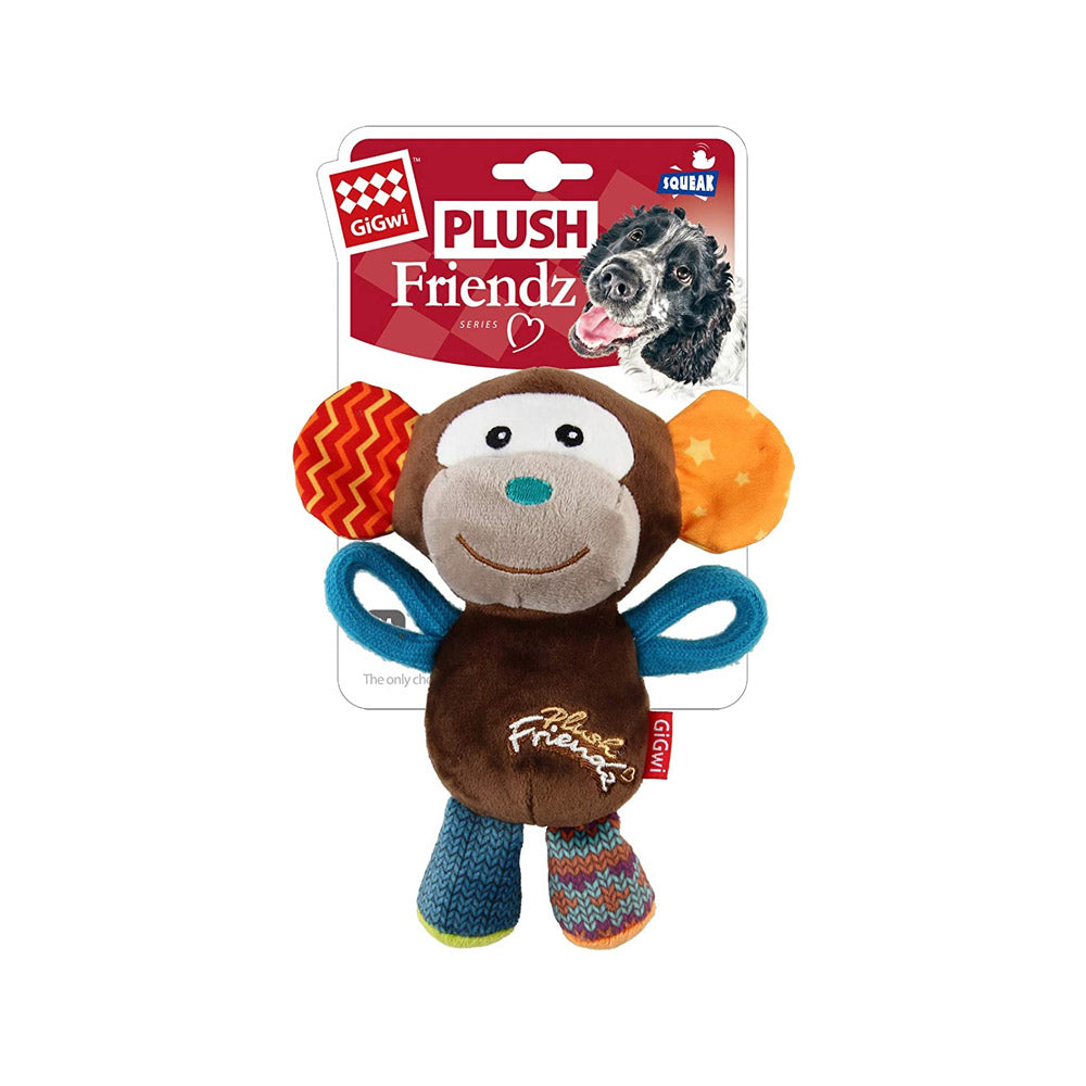 GiGwi Plush Friendz Squeaker Dog Toy - Monkey