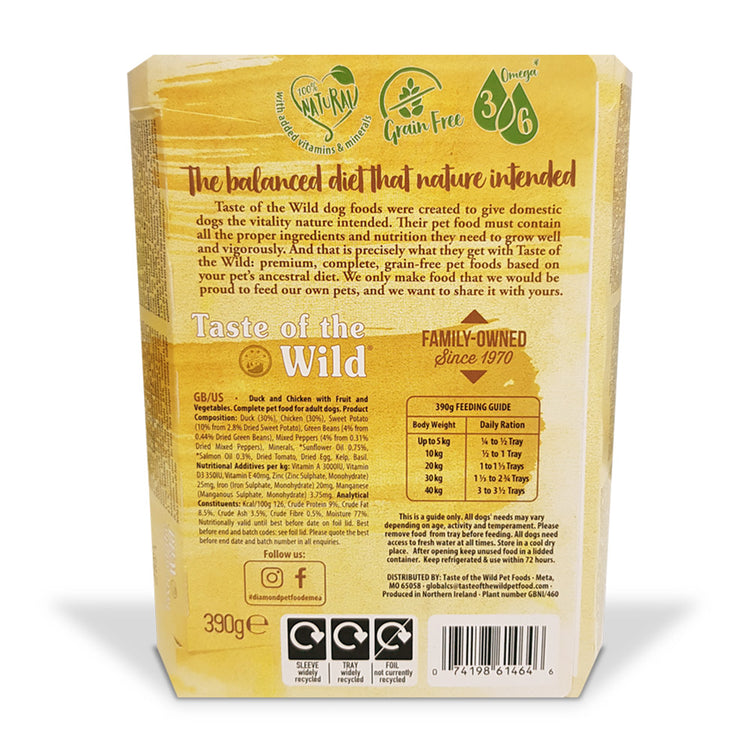 Taste of the Wild Dog Wet Food Wet Food Duck Fruit & Veg Tray