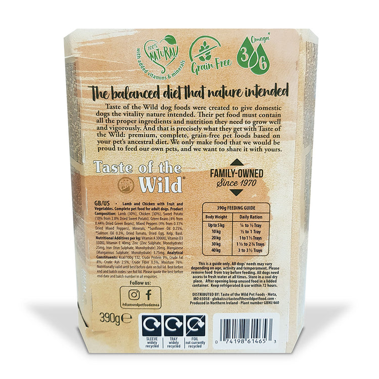 Taste of the Wild Dog Wet Food Lamb Fruit & Veg Tray