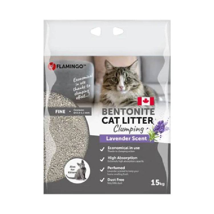 Flamingo Bentonite Lavender Scent Clumping Cat Litter 15kg