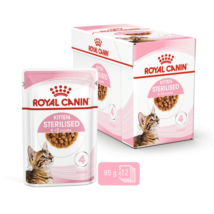 Royal Canin Feline Health Nutrition Kitten Sterilised Gravy WET FOOD 12x85G