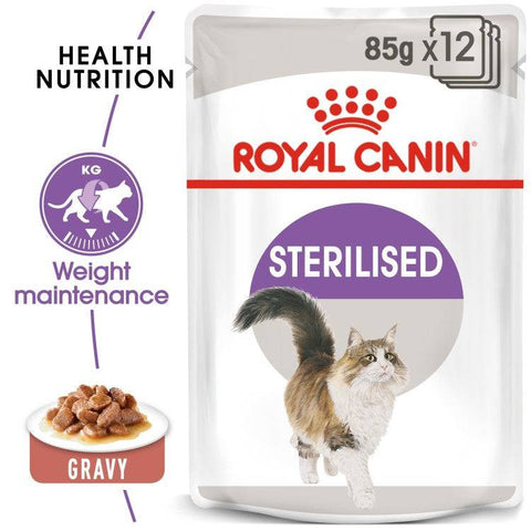 Royal Canin Feline Health Nutrition Sterilised Gravy WET FOOD  12x85g