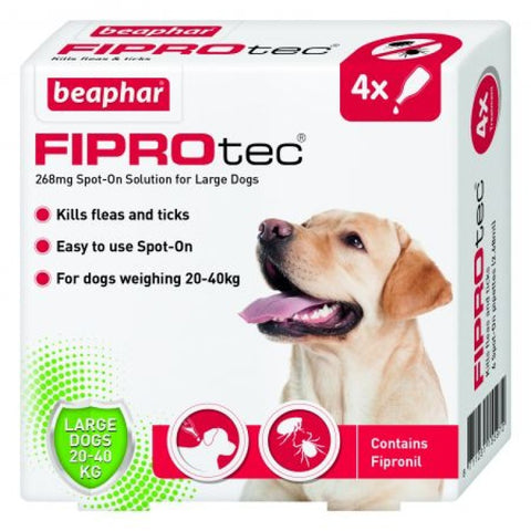 Fiprotec Anti Fleas & Ticks for Large Dogs - 4 Pipettes