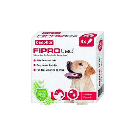 Fiprotec Anti Fleas & Ticks for Large Dogs - 4 Pipettes