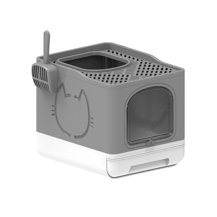 All For Paws - Go Fresh - Foldable Cat Litter Box in Dark Gray