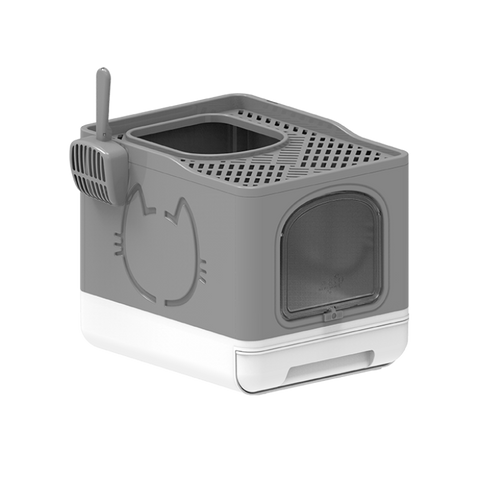 All For Paws - Go Fresh - Foldable Cat Litter Box in Dark Gray