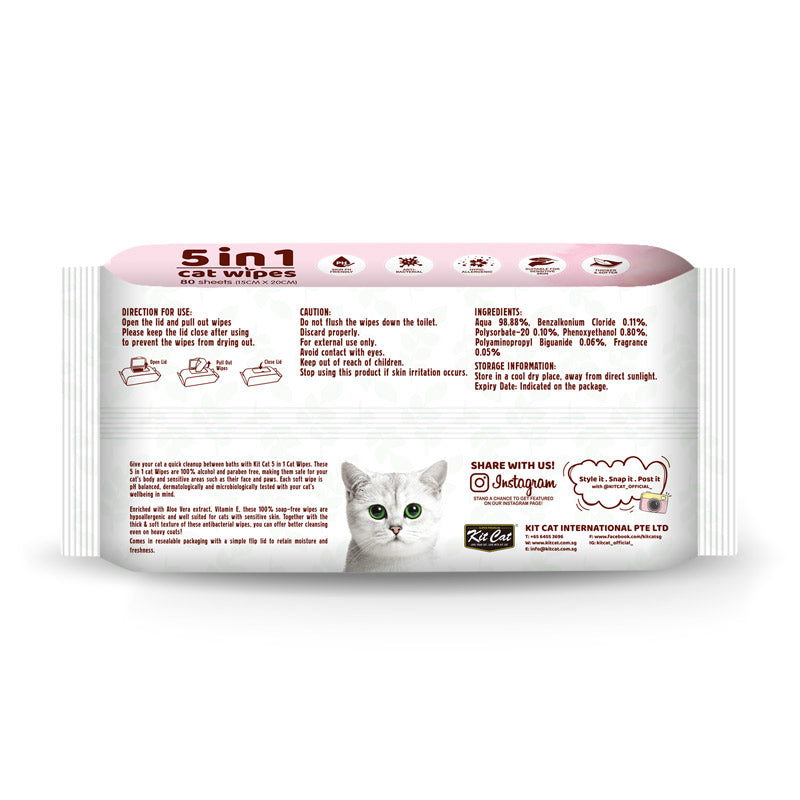 Kit Cat 5-in-1 Cat Wipes COCONUT Scented