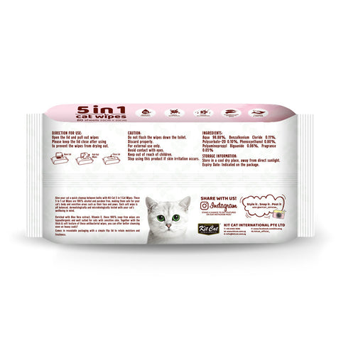 Kit Cat 5-in-1 Cat Wipes ALOE VERA Scented