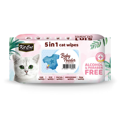 Kit Cat 5-in-1 Cat Wipes BABY POWDER Scented